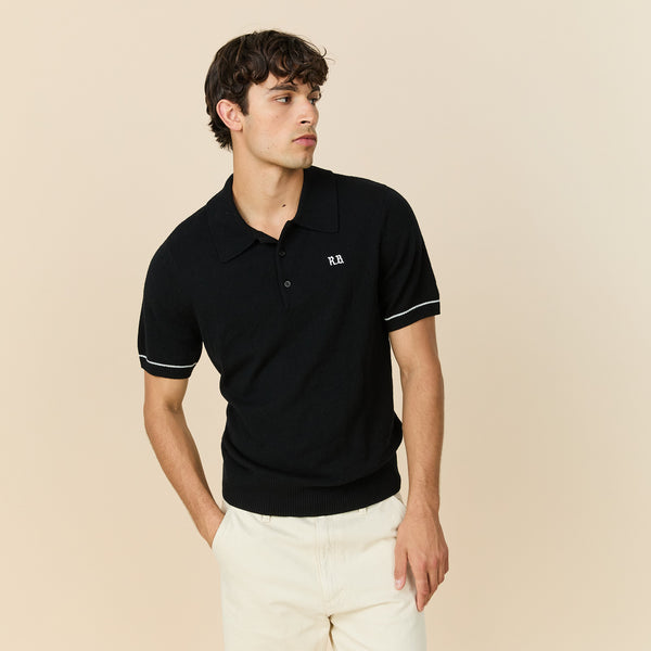 Rowing Blazers Men's Cashmere Short Sleeve Polo Black