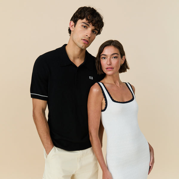 Rowing Blazers Men's Cashmere Short Sleeve Polo Black