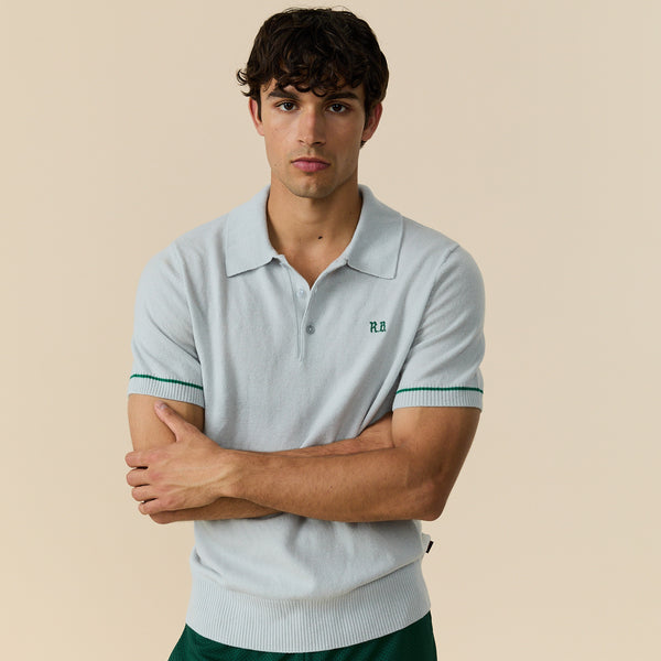 Rowing Blazers Men's Cashmere Short Sleeve Polo Light Grey