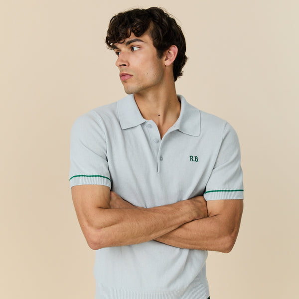 Rowing Blazers Men's Cashmere Short Sleeve Polo Light Grey