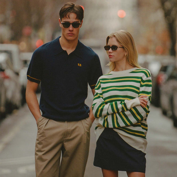 Rowing Blazers Men's Cashmere Short Sleeve Polo Navy