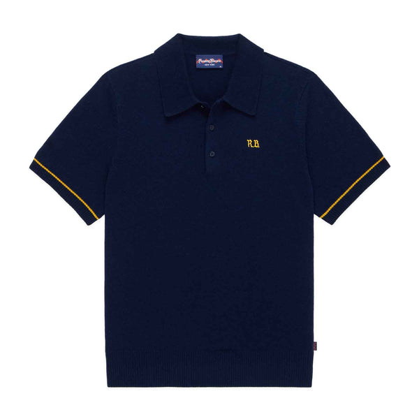 rowing blazers Men's Cashmere Short Sleeve Polo Navy