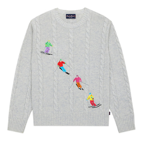 rowing blazers Men's Cashmere Ski Cableknit Sweater Bone