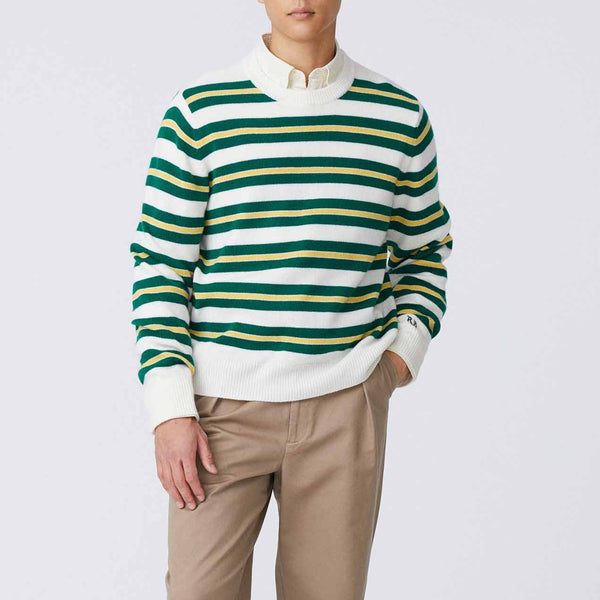 Rowing Blazers Men's Cashmere Stripe Sweater Green Yellow