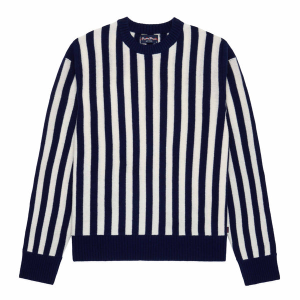 rowing blazers Men's Cashmere Striped Sweater Navy and Cream Stripe
