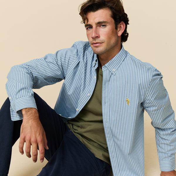 Rowing Blazers Men's Classic Stripe Pooh Shirt Blue White Stripe