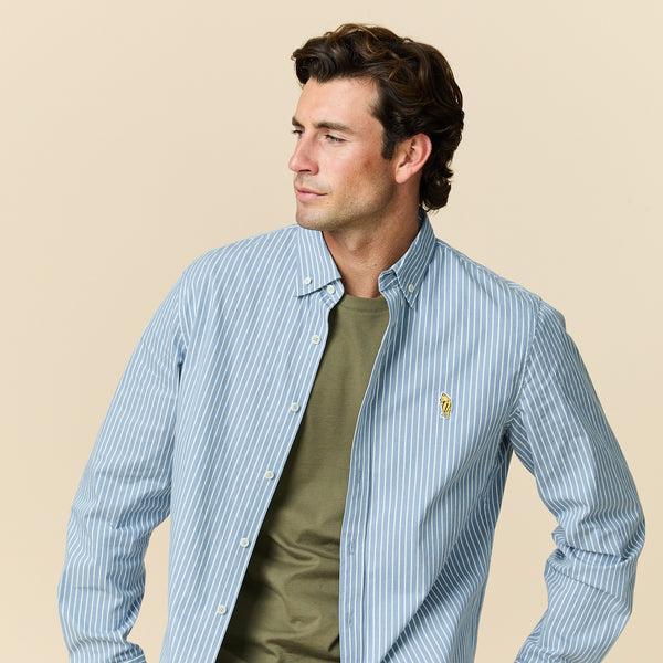 Rowing Blazers Men's Classic Stripe Pooh Shirt Blue White Stripe