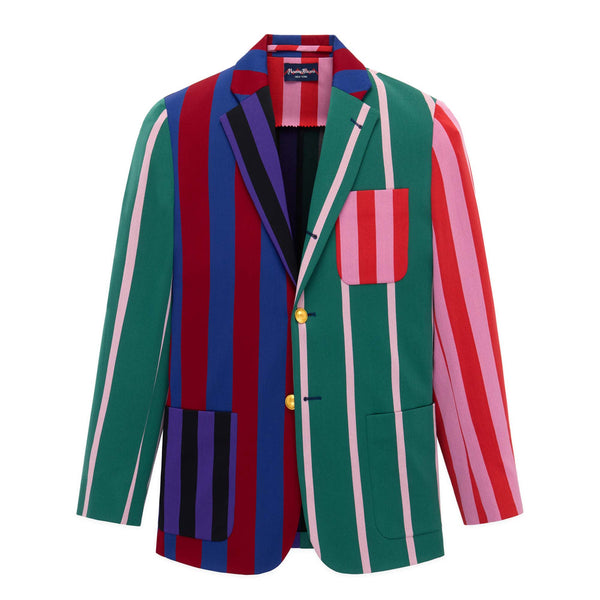 rowing blazers Men's Cocktail Patchwork Stripe Blazer Mixed Stripes
