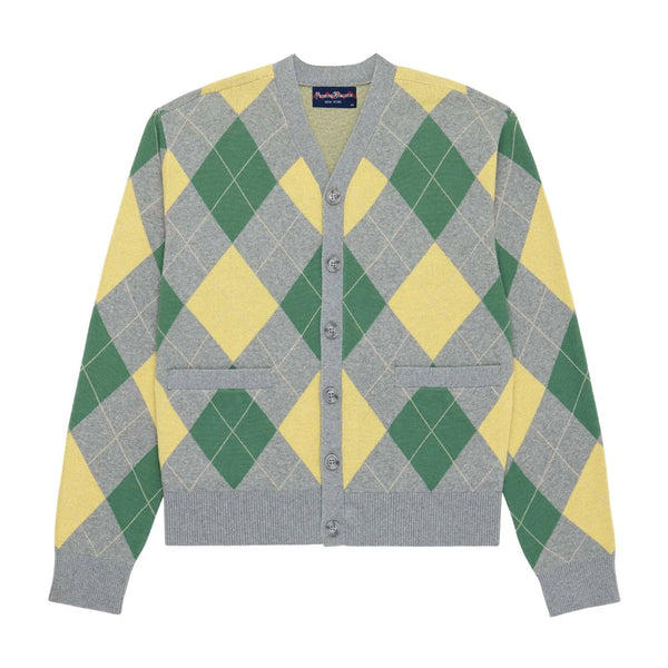 rowing blazers Men's Cotton Argyle Cardigan Grey Argyle