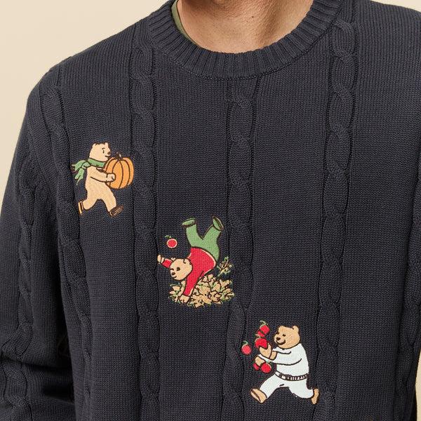 Rowing Blazers Men's Cotton Cable Autumn Bears Sweater Navy