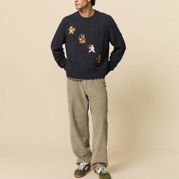 Rowing Blazers Men's Cotton Cable Autumn Bears Sweater Navy
