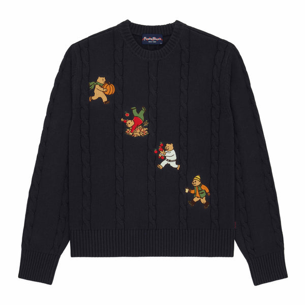 rowing blazers Men's Cotton Cable Autumn Bears Sweater Navy