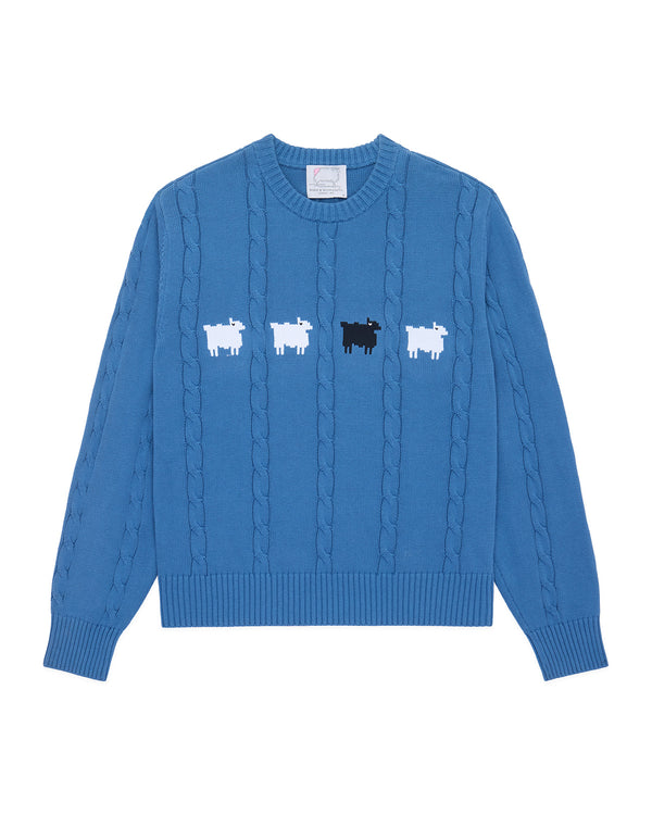 rowing blazers Men's Cotton Cable Sheep Sweater Blue