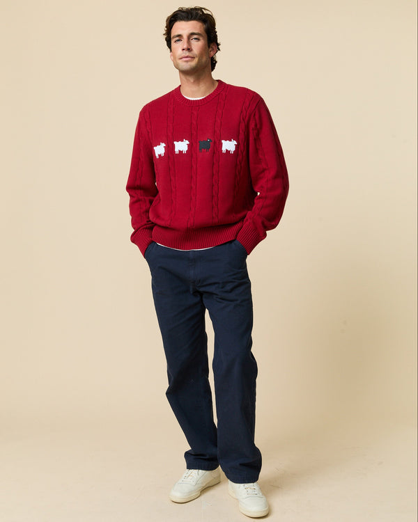 Rowing Blazers Men's Cotton Cable Sheep Sweater Burgundy