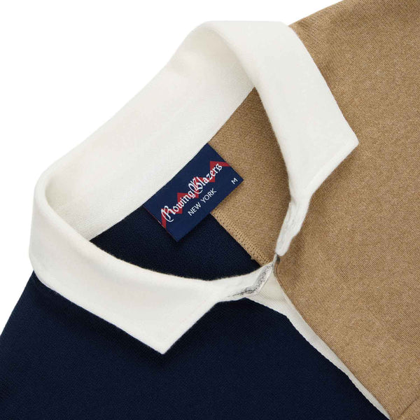 Rowing Blazers Men's Cotton Color Block Elbow Patch Rugby Navy Khaki