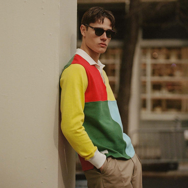 Rowing Blazers Men's Cotton Color Block Rugby Primary Colorblock