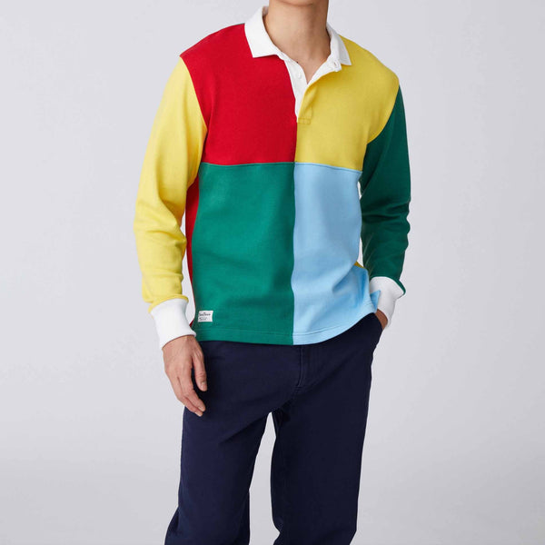 Rowing Blazers Men's Cotton Color Block Rugby Primary Colorblock