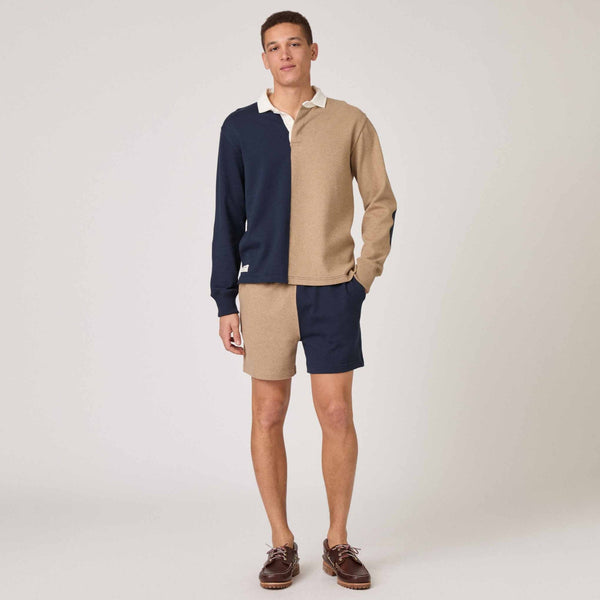 Rowing Blazers Men's Cotton Color Block Rugby Pull On Short Navy Khaki