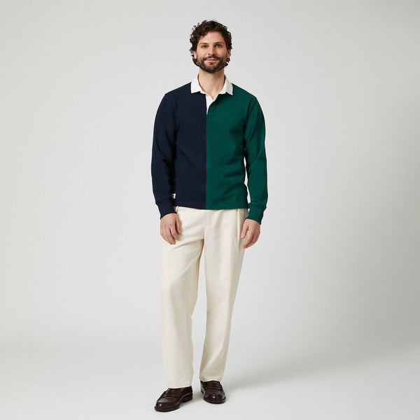 Rowing Blazers Men's Cotton Colorblock Rugby Navy And Green