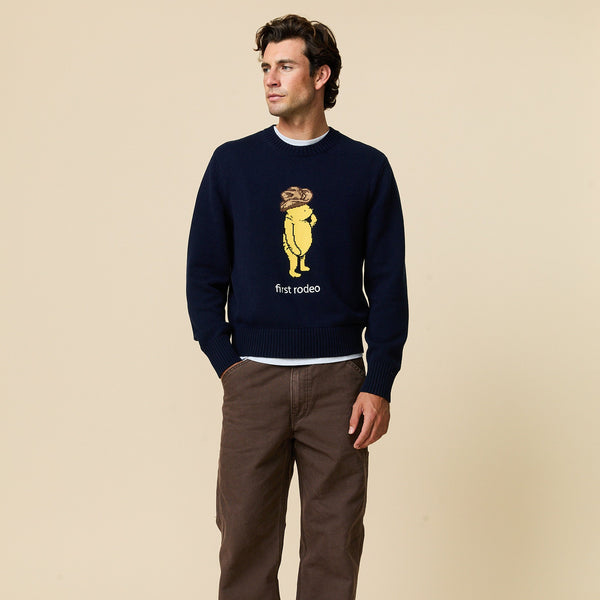 Rowing Blazers Men's Cotton Cowboy Pooh Sweater Navy