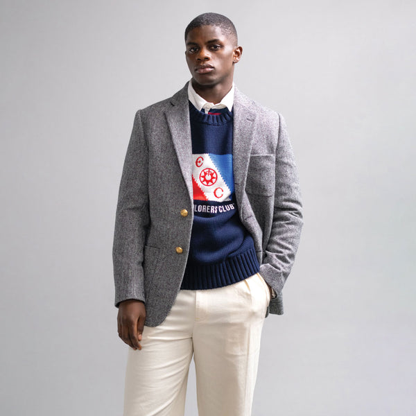 Rowing Blazers Men's Cotton Explorers Club Flag Sweater Navy