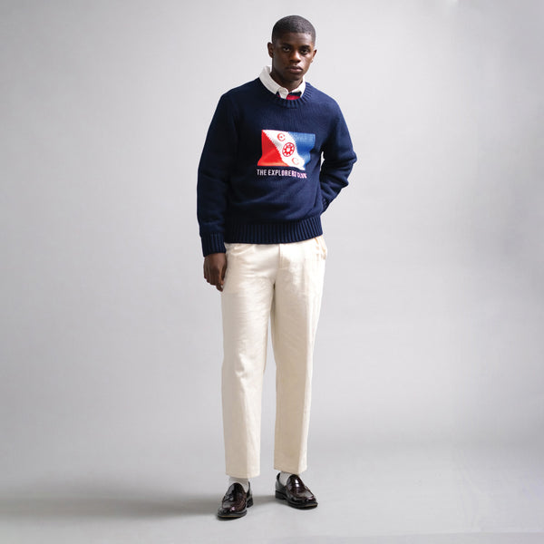 Rowing Blazers Men's Cotton Explorers Club Flag Sweater Navy