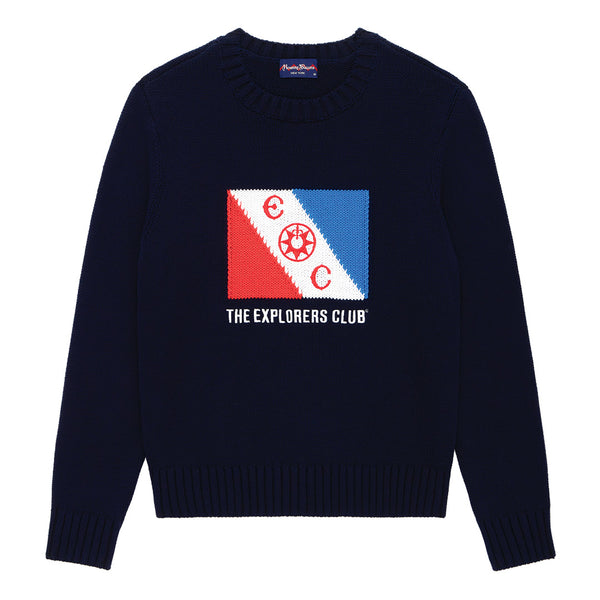 rowing blazers Men's Cotton Explorers Club Flag Sweater Navy