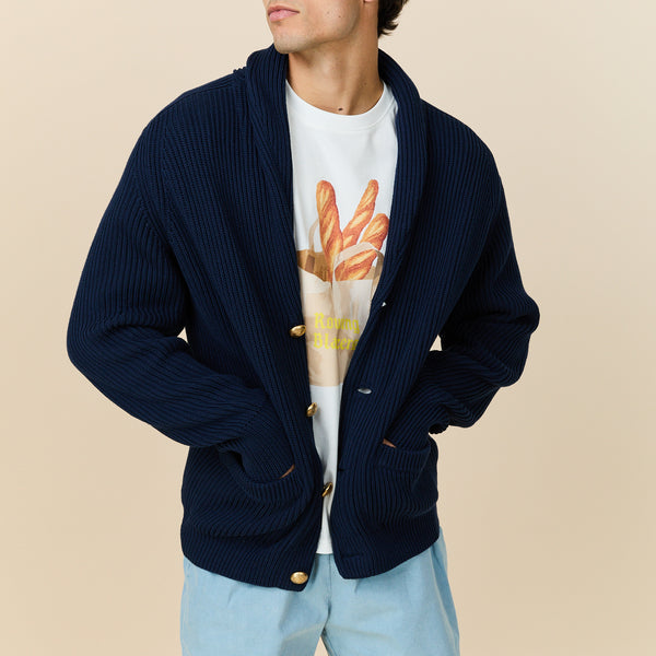 Rowing Blazers Men's Cotton Fisherman Shawl Cardigan Classic Navy