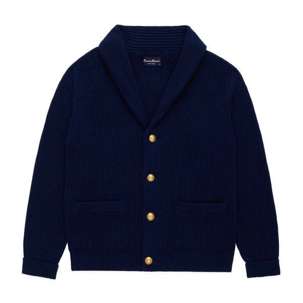 rowing blazers Men's Cotton Fisherman Shawl Cardigan Classic Navy