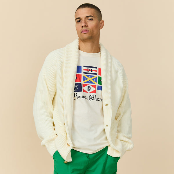 Rowing Blazers Men's Cotton Fisherman Shawl Cardigan Vanilla Ice