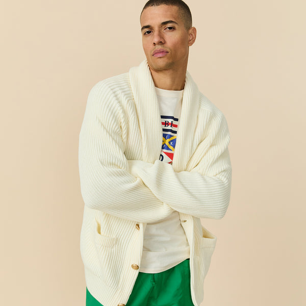 Rowing Blazers Men's Cotton Fisherman Shawl Cardigan Vanilla Ice