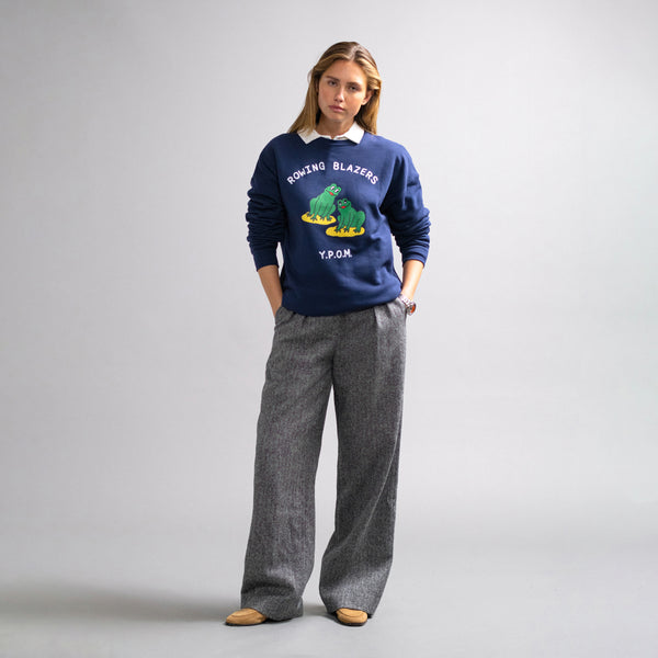 Rowing Blazers Men's Cotton Frog Crewneck "Your Pad Or Mine" Navy