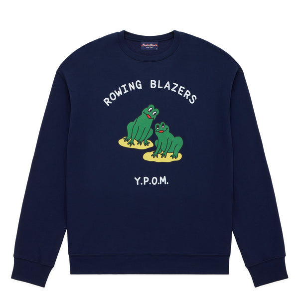 rowing blazers Men's Cotton Frog Crewneck "Your Pad Or Mine" Navy