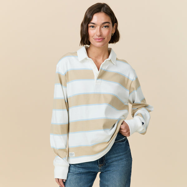 Rowing Blazers Men's Cotton Khaki Stripe Rugby Stripe