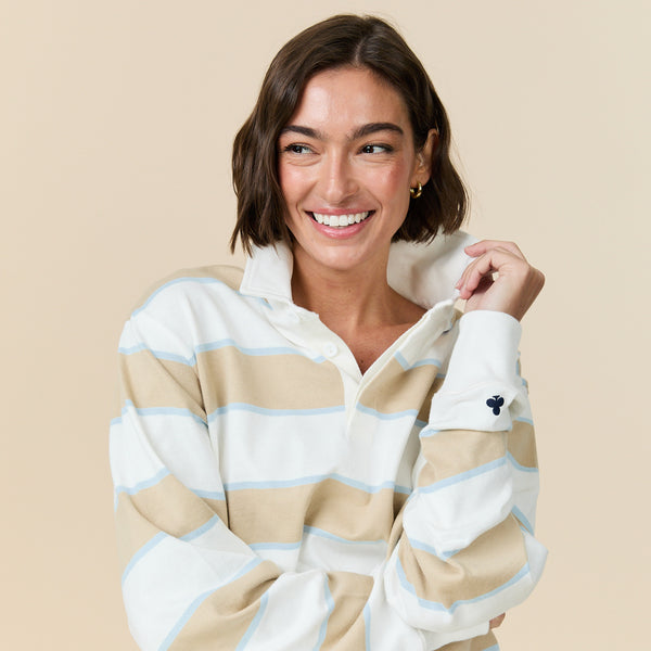 Rowing Blazers Men's Cotton Khaki Stripe Rugby Stripe