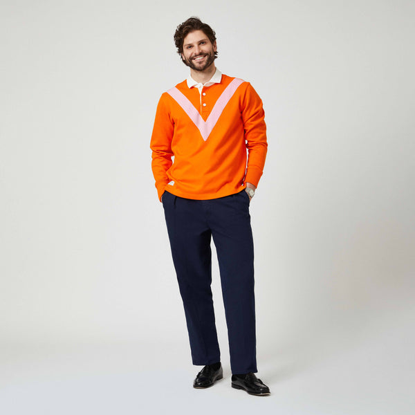 Rowing Blazers Men's Cotton League Chevron Rugby Orange