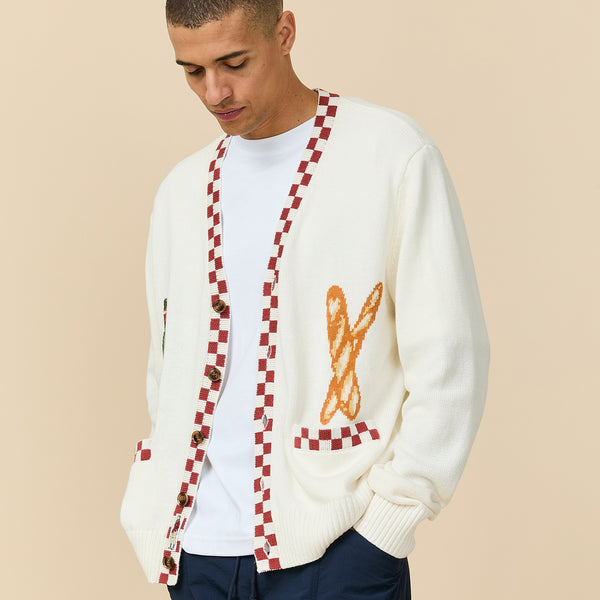 Rowing Blazers Men's Cotton Linen Blend Wine And Bread Cardigan Cream