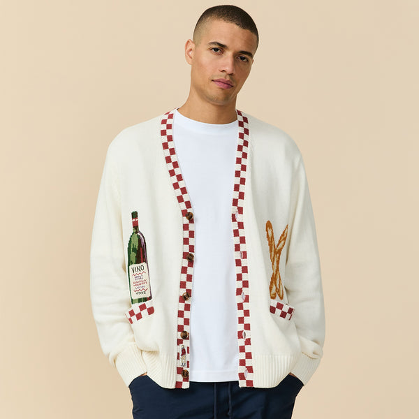 Rowing Blazers Men's Cotton Linen Blend Wine And Bread Cardigan Cream