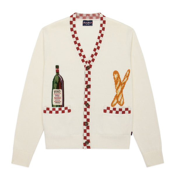 rowing blazers Men's Cotton Linen Blend Wine and Bread Cardigan Cream