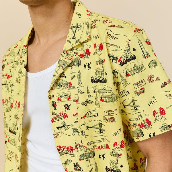 Rowing Blazers Men's Cotton Linen Camp Shirt NYC Map Print