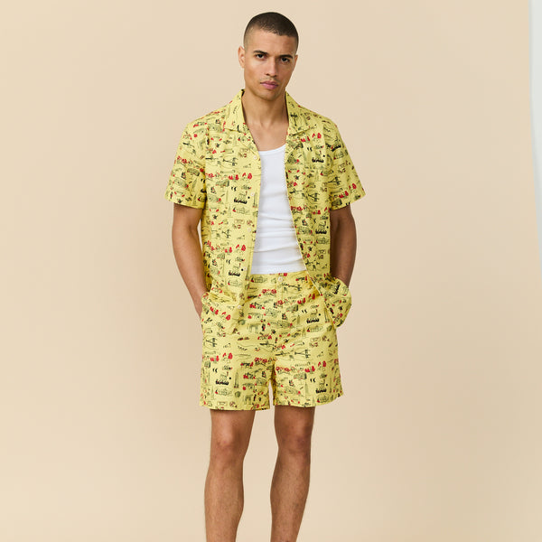 Rowing Blazers Men's Cotton Linen Camp Shirt NYC Map Print