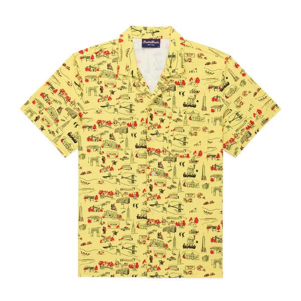 rowing blazers Men's Cotton Linen Camp Shirt NYC Map Print