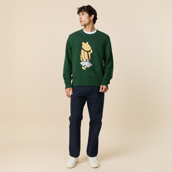 Rowing Blazers Men's Cotton Linen New Yorker Pooh Sweater Green