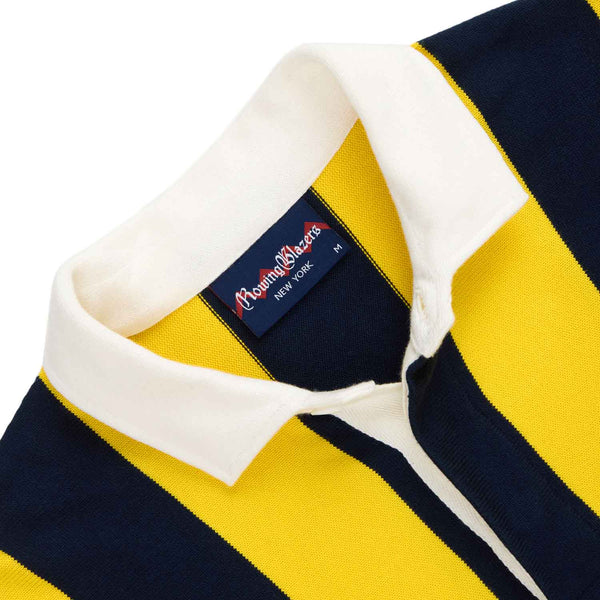 Rowing Blazers Men's Cotton Navy And Gold Stripe Rugby Navy Gold