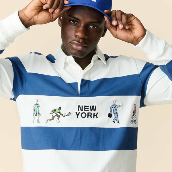 Rowing Blazers Men's Cotton New York Rugby Blue White Stripe