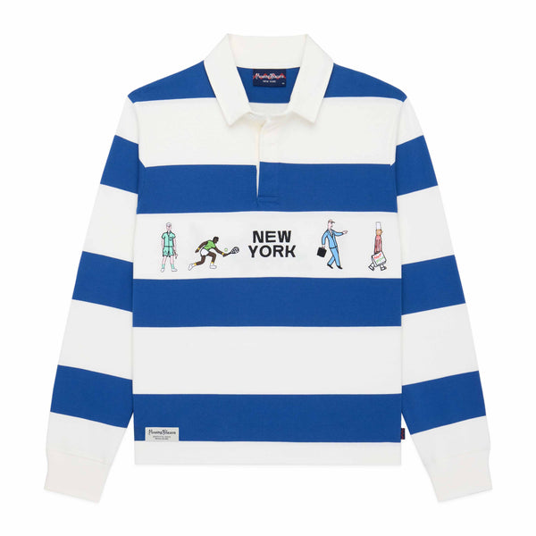 rowing blazers Men's Cotton New York Rugby Blue White Stripe