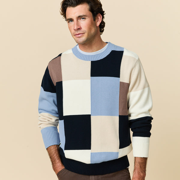 Rowing Blazers Men's Cotton Patchwork Sweater Blue Patchwork