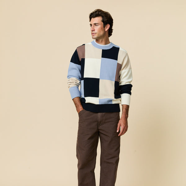 Rowing Blazers Men's Cotton Patchwork Sweater Blue Patchwork