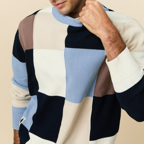 Rowing Blazers Men's Cotton Patchwork Sweater Blue Patchwork
