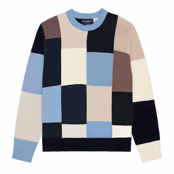 rowing blazers Men's Cotton Patchwork Sweater Blue Patchwork